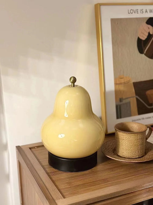 Cream pear table lamp, bedroom bedside lamp, glass charging touch portable night light