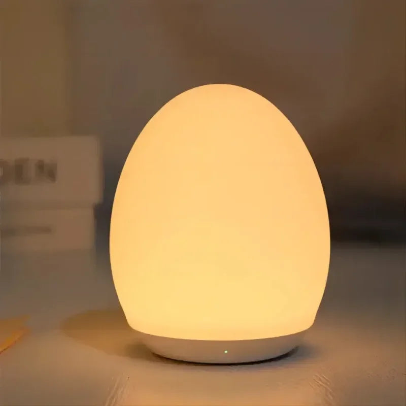 Portable Baby Night Light Egg Shape Stepless Dimming 7-Color Touch Control Eye-Caring Soft Glow for Feeding Nursery Lamp